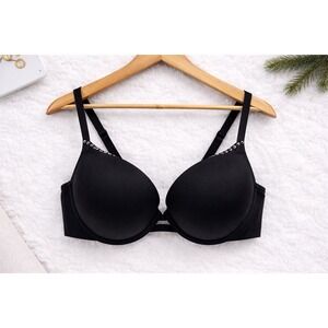 Cacique Lane Bryant Bra Black Strappy Silver Studs Underwire Sassy Size 38C